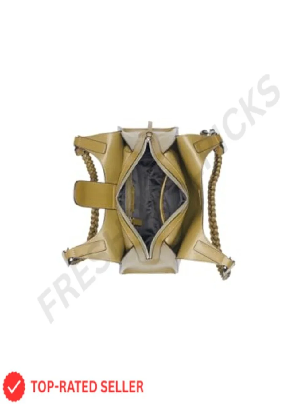 Vegan Leather Triple Compartment Satchel Handbag with Zip Pockets